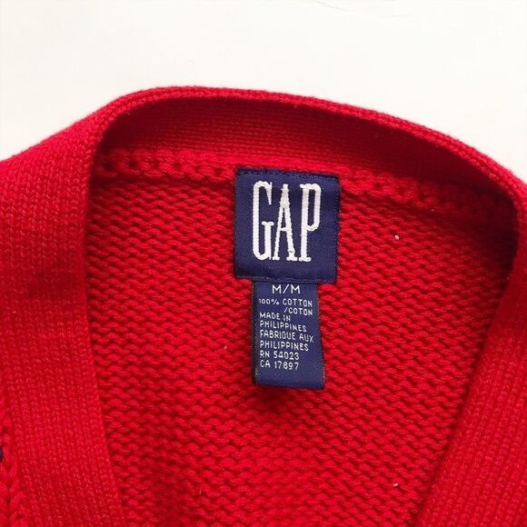 Vintage BABygap red knit argyle cardigan EUC M(8-9Y) - Picture 6 of 9